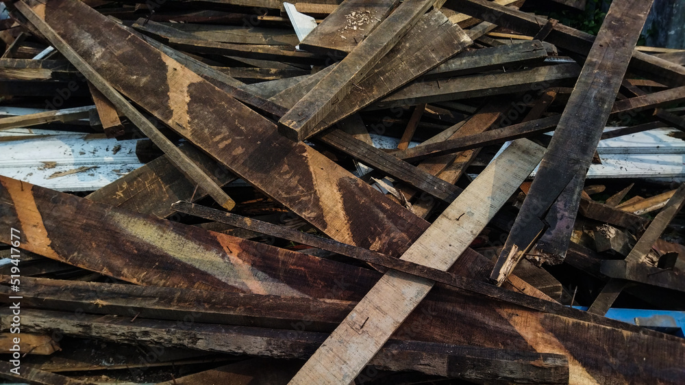 Pile of scrap wood from old house Pile of scrap wood from old house