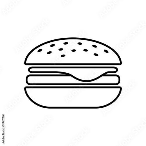 Cheeseburger line icon. Tasty hamburger topped with cheese. Vector Illustration