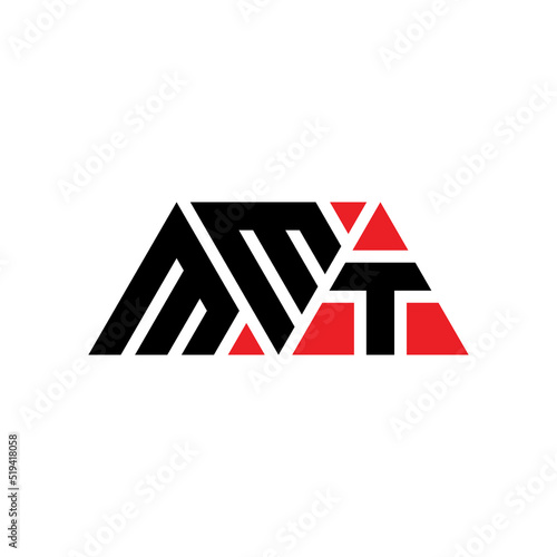 MMT triangle letter logo design with triangle shape. MMT triangle logo design monogram. MMT triangle vector logo template with red color. MMT triangular logo Simple, Elegant, and Luxurious Logo... photo