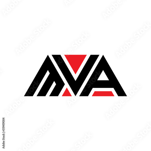 MVA triangle letter logo design with triangle shape. MVA triangle logo design monogram. MVA triangle vector logo template with red color. MVA triangular logo Simple, Elegant, and Luxurious Logo... photo