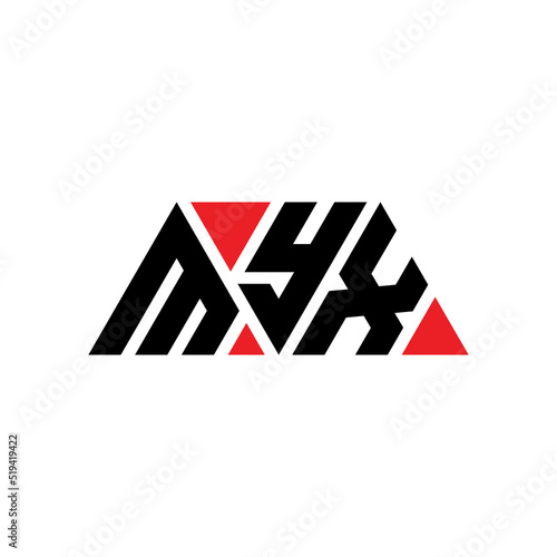 MYX triangle letter logo design with triangle shape. MYX triangle logo design monogram. MYX triangle vector logo template with red color. MYX triangular logo Simple, Elegant, and Luxurious Logo...