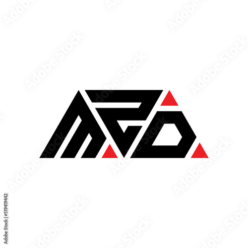 MZD triangle letter logo design with triangle shape. MZD triangle logo design monogram. MZD triangle vector logo template with red color. MZD triangular logo Simple, Elegant, and Luxurious Logo... photo