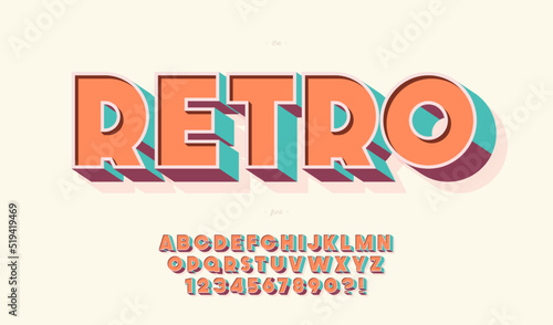 Vector retro font bold style modern typography for infographics, motion graphics, video, promotion, decoration, logotype, party poster, t shirt, book, animation, banner, game, printing. 10 eps