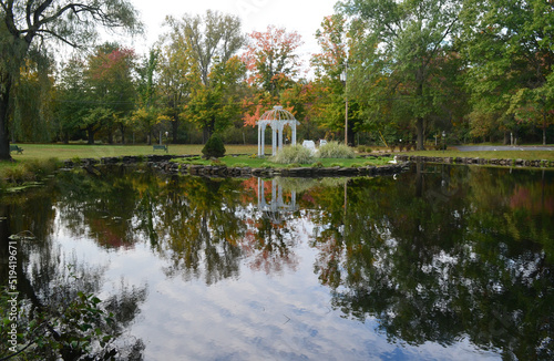 wedding gazebo with reflections in the water