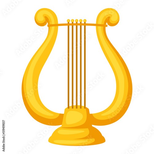 Illustration of greek lyre musical instrument. Traditional symbol. Image for theatrical performance.