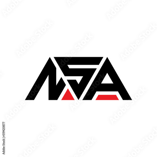 NSA triangle letter logo design with triangle shape. NSA triangle logo design monogram. NSA triangle vector logo template with red color. NSA triangular logo Simple, Elegant, and Luxurious Logo... photo