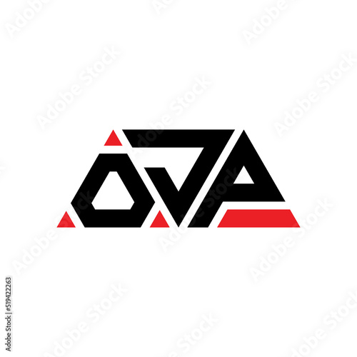OJP triangle letter logo design with triangle shape. OJP triangle logo design monogram. OJP triangle vector logo template with red color. OJP triangular logo Simple, Elegant, and Luxurious Logo... photo