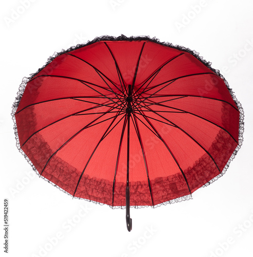 vintage red umbrella isolated on white background
