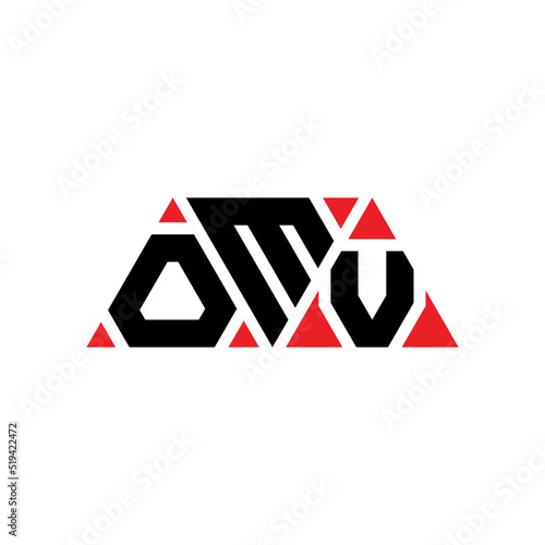 OMV triangle letter logo design with triangle shape. OMV triangle logo design monogram. OMV triangle vector logo template with red color. OMV triangular logo Simple, Elegant, and Luxurious Logo... photo