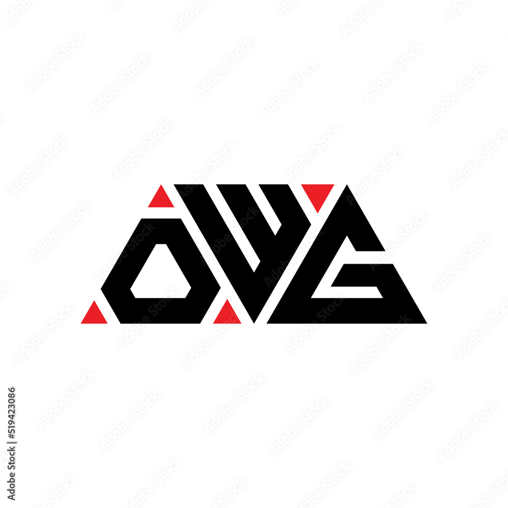 OWG triangle letter logo design with triangle shape. OWG triangle logo design monogram. OWG triangle vector logo template with red color. OWG triangular logo Simple, Elegant, and Luxurious Logo... - obrazy, fototapety, plakaty 