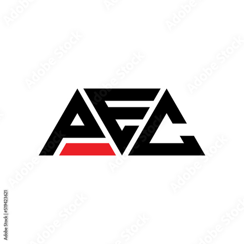 PEC triangle letter logo design with triangle shape. PEC triangle logo design monogram. PEC triangle vector logo template with red color. PEC triangular logo Simple, Elegant, and Luxurious Logo...