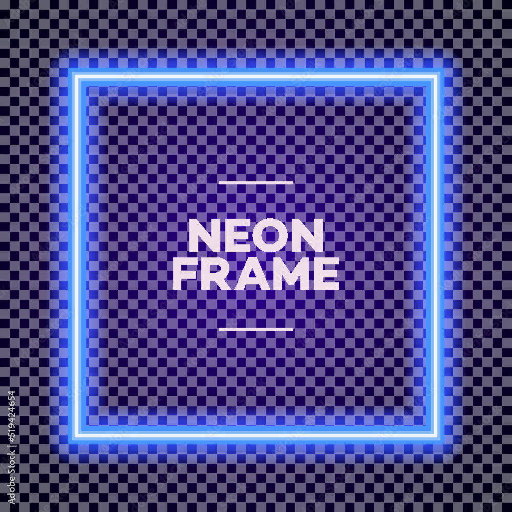 Vettoriale Stock Neon square frame on transparent background for poster ...