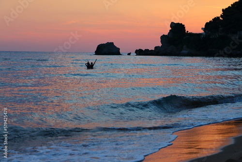 pink sunset on the beach