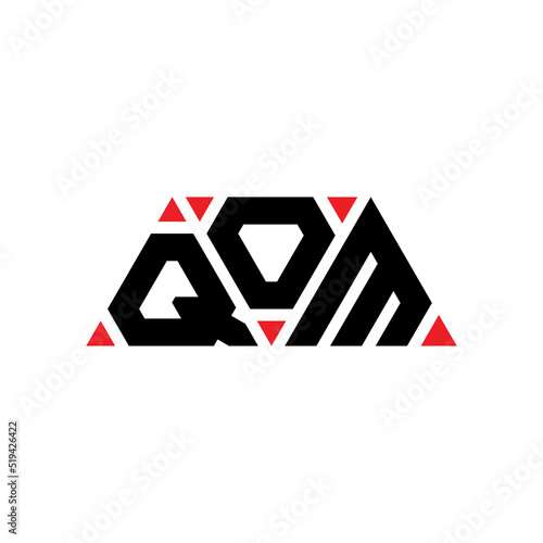 QOM triangle letter logo design with triangle shape. QOM triangle logo design monogram. QOM triangle vector logo template with red color. QOM triangular logo Simple, Elegant, and Luxurious Logo... photo