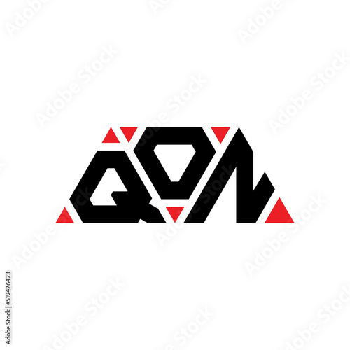 QON triangle letter logo design with triangle shape. QON triangle logo design monogram. QON triangle vector logo template with red color. QON triangular logo Simple, Elegant, and Luxurious Logo... photo