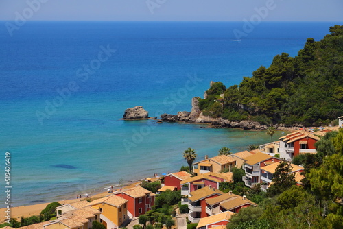glyfada seascape in corfu island photo