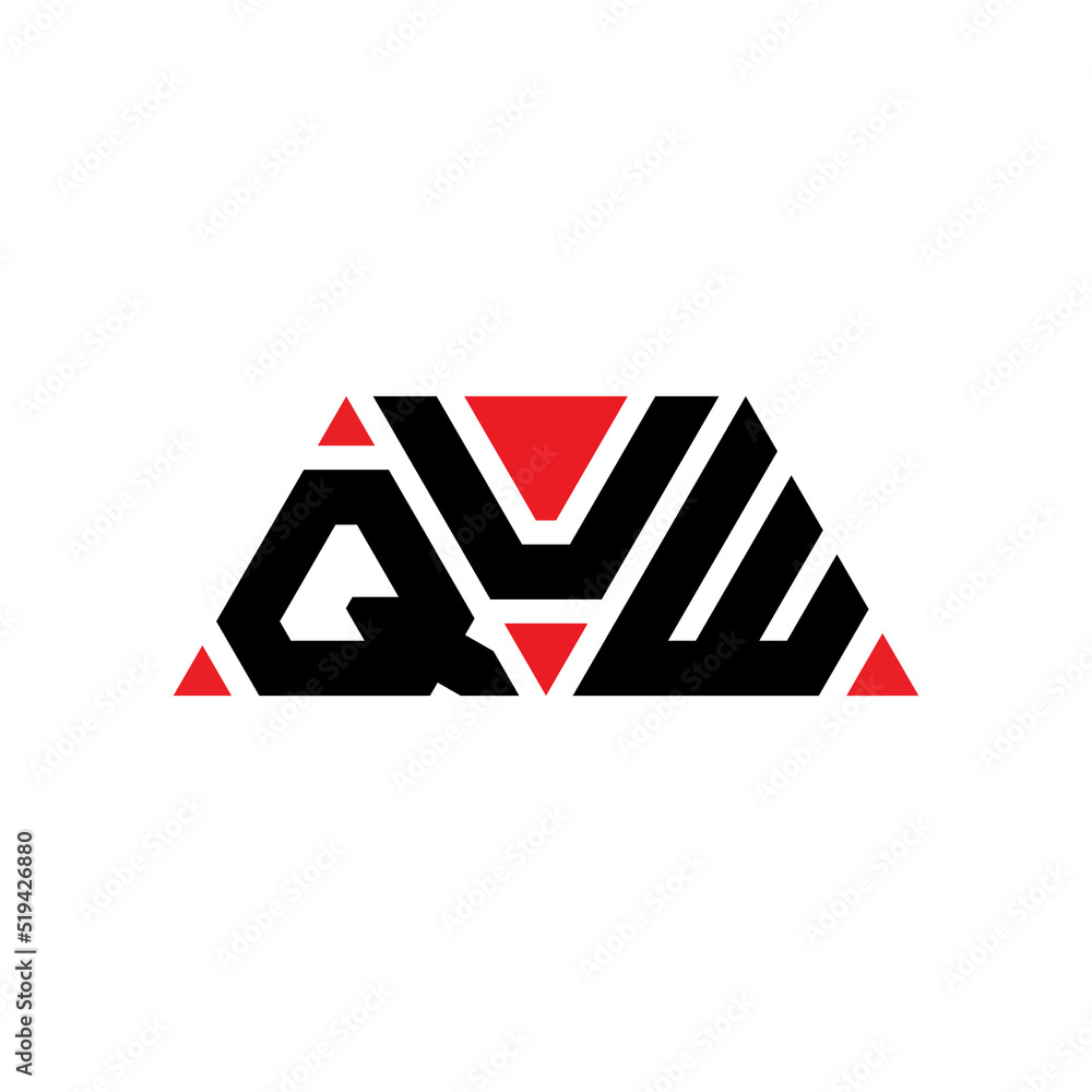 QUW triangle letter logo design with triangle shape. QUW triangle logo design monogram. QUW triangle vector logo template with red color. QUW triangular logo Simple, Elegant, and Luxurious Logo...
