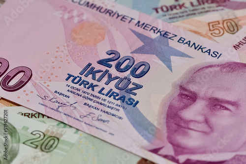 various banknotes. turkish lira photos