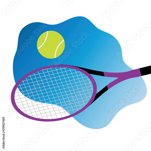 Racket hits a tennis ball