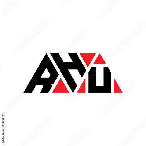 RHU triangle letter logo design with triangle shape. RHU triangle logo design monogram. RHU triangle vector logo template with red color. RHU triangular logo Simple, Elegant, and Luxurious Logo...