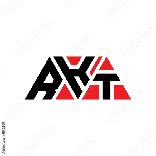 RKT triangle letter logo design with triangle shape. RKT triangle logo design monogram. RKT triangle vector logo template with red color. RKT triangular logo Simple, Elegant, and Luxurious Logo... photo