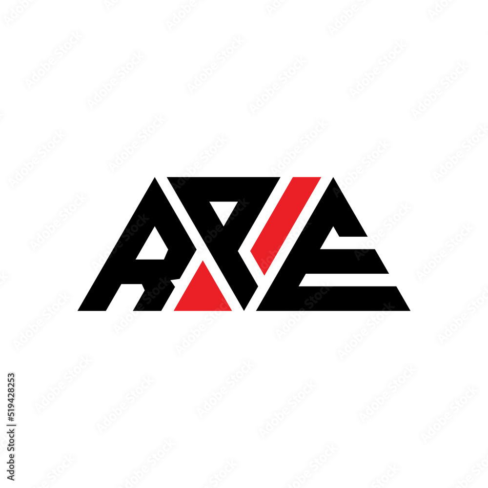 RPE triangle letter logo design with triangle shape. RPE triangle logo