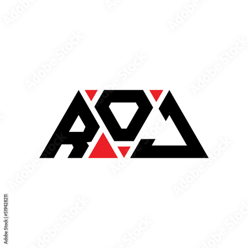 ROJ triangle letter logo design with triangle shape. ROJ triangle logo design monogram. ROJ triangle vector logo template with red color. ROJ triangular logo Simple, Elegant, and Luxurious Logo...
