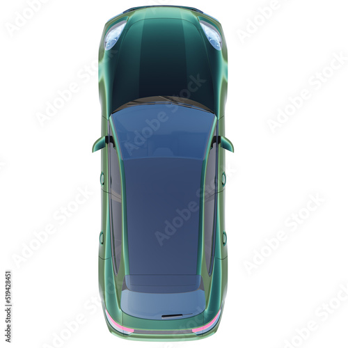 isolated sport SUV car 3d rendering illustration from top view for architectural landscape planning and designs on white background