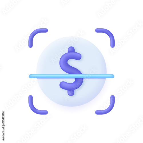 3D Dollar icon isolated on white background. Money symbol. Can be used for many purposes. Trendy and modern vector in 3d style.