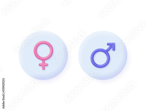 3D Gender icon isolated on white background. Linked male and female signs. Woman and man. Can be used for many purposes. Trendy and modern vector in 3d style.
