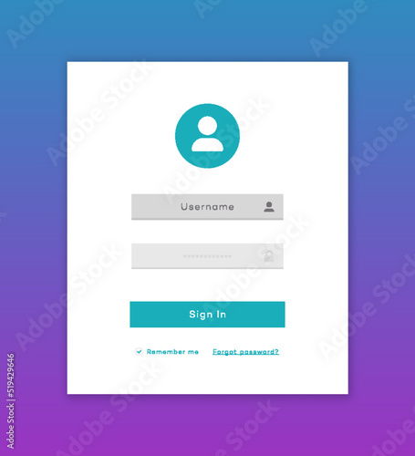 Vector login form page template on white background for app development, smartphone mockups, website ui elements, online login form, registration, user profile, access to account concept. 10 eps