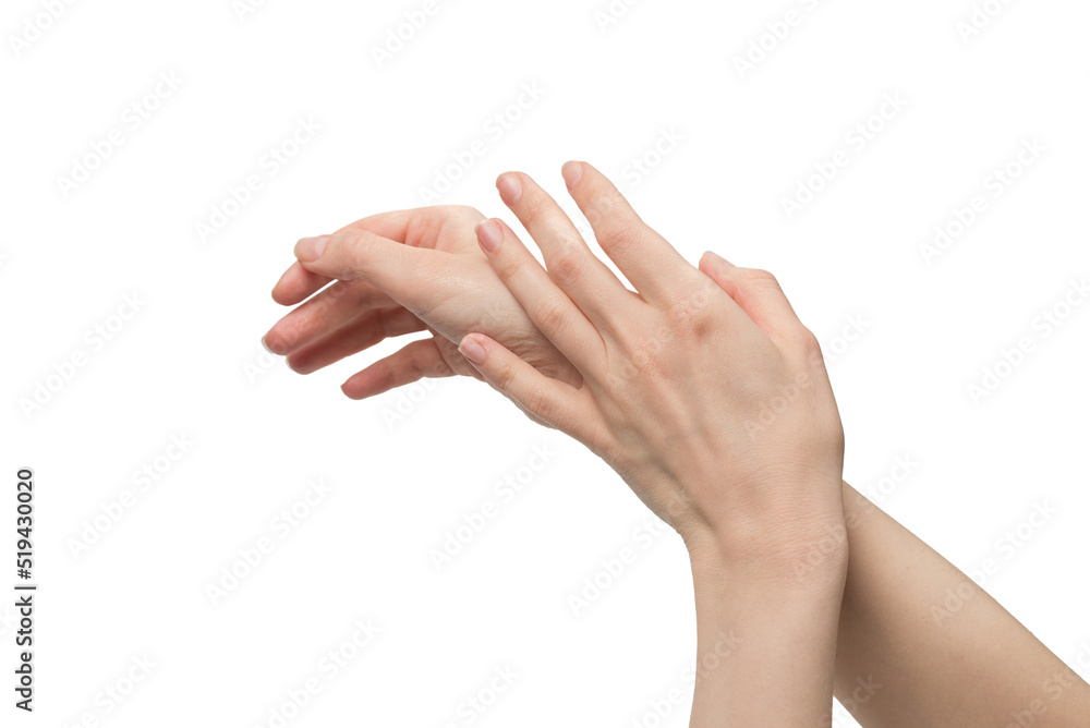 Woman hand isolated on a white background. Woman hand isolated on a white background.