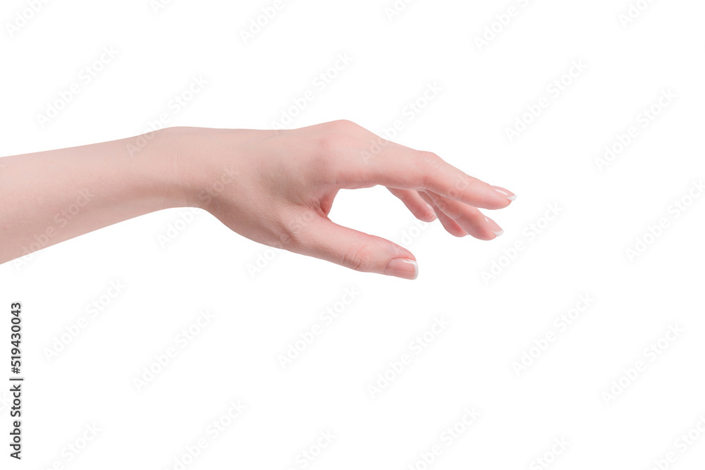 Woman hands with french manicure isolated on white bacckground. Woman hands with french manicure isolated on white bacckground.