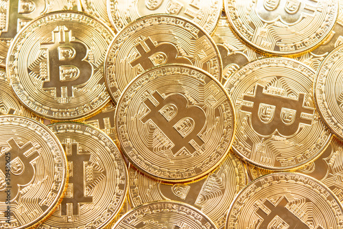 Bitcoins coins background. Crypto currency, bitcoin, BTC,