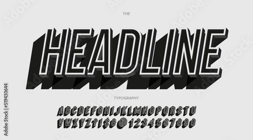 Vector headline font bold style modern typography for infographics, motion graphics, video, promotion, decoration, logotype, party poster, t shirt, book, animation, banner, game, printing. 10 eps