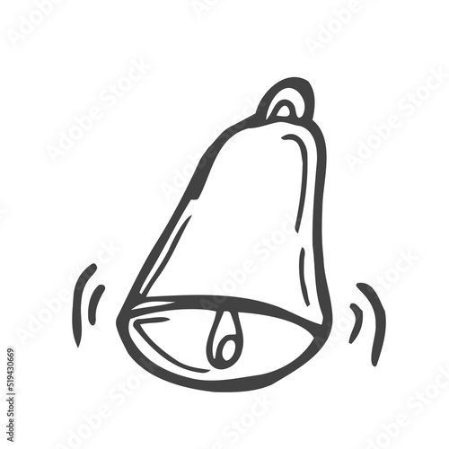 Hand drawn bell. Simple vector icon