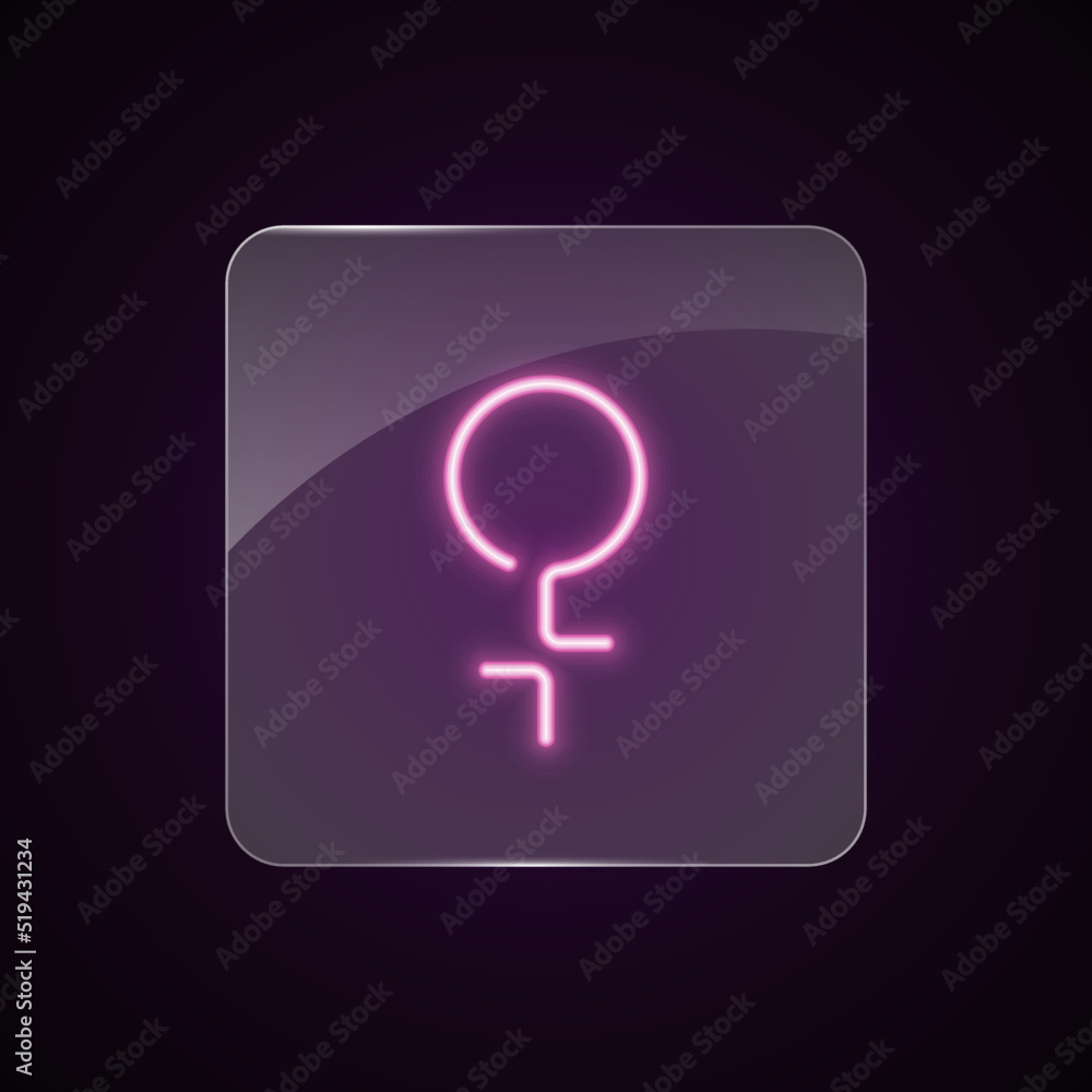 Female gender neon glass icon. Pink neon sign on dark background. Best for polygraphy, mobile apps and web design. Female gender neon glass icon. Pink neon sign on dark background. Best for polygraphy, mobile apps and web design.