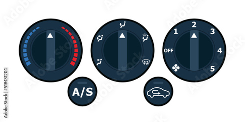 Car climate control with air condition button, vector design