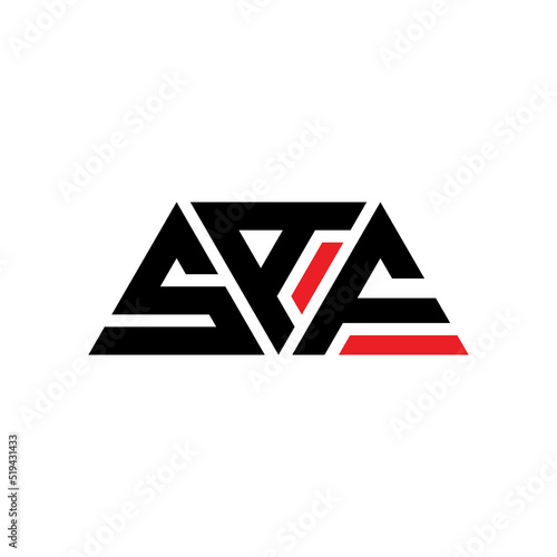 SAF triangle letter logo design with triangle shape. SAF triangle logo design monogram. SAF triangle vector logo template with red color. SAF triangular logo Simple  Elegant  and Luxurious Logo...