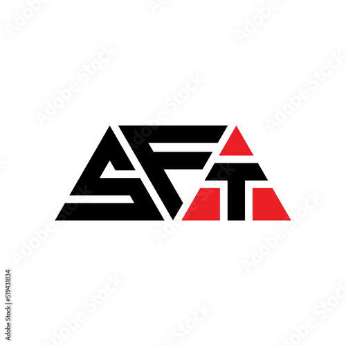 SFT triangle letter logo design with triangle shape. SFT triangle logo design monogram. SFT triangle vector logo template with red color. SFT triangular logo Simple, Elegant, and Luxurious Logo... photo