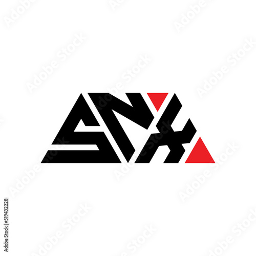 SNX triangle letter logo design with triangle shape. SNX triangle logo design monogram. SNX triangle vector logo template with red color. SNX triangular logo Simple, Elegant, and Luxurious Logo... photo