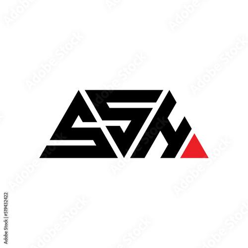 SSH triangle letter logo design with triangle shape. SSH triangle logo design monogram. SSH triangle vector logo template with red color. SSH triangular logo Simple, Elegant, and Luxurious Logo... photo