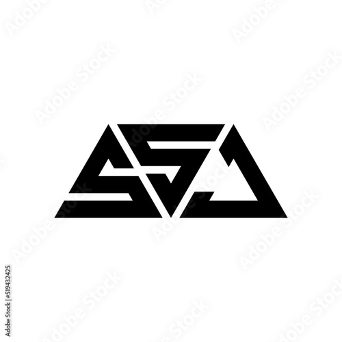 SSJ triangle letter logo design with triangle shape. SSJ triangle logo design monogram. SSJ triangle vector logo template with red color. SSJ triangular logo Simple, Elegant, and Luxurious Logo...