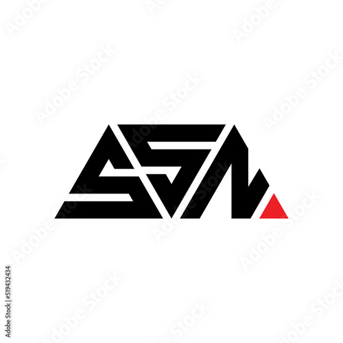 SSN triangle letter logo design with triangle shape. SSN triangle logo design monogram. SSN triangle vector logo template with red color. SSN triangular logo Simple, Elegant, and Luxurious Logo... photo
