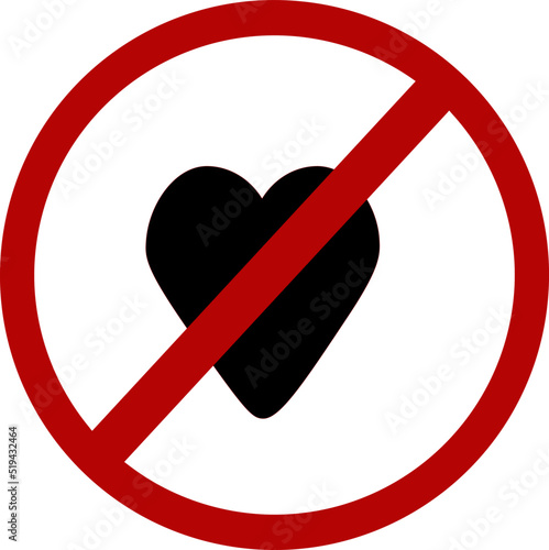 Stop love heart vector illustration. Flat illustration iconic design of stop love heart, isolated on a white background.