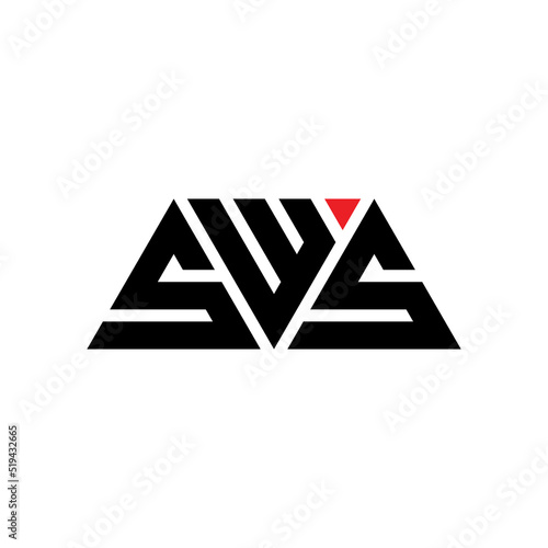 SWS triangle letter logo design with triangle shape. SWS triangle logo design monogram. SWS triangle vector logo template with red color. SWS triangular logo Simple, Elegant, and Luxurious Logo... photo
