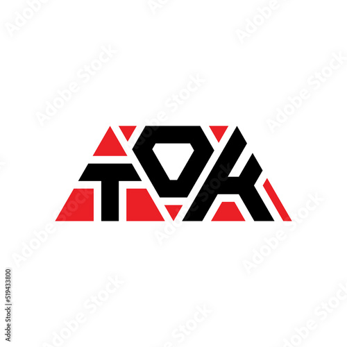 TOK triangle letter logo design with triangle shape. TOK triangle logo design monogram. TOK triangle vector logo template with red color. TOK triangular logo Simple, Elegant, and Luxurious Logo...