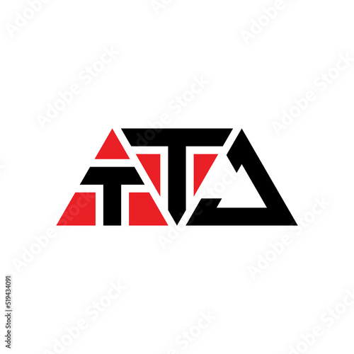 TTJ triangle letter logo design with triangle shape. TTJ triangle logo design monogram. TTJ triangle vector logo template with red color. TTJ triangular logo Simple  Elegant  and Luxurious Logo...