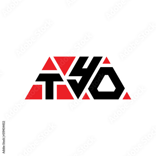 TYO triangle letter logo design with triangle shape. TYO triangle logo design monogram. TYO triangle vector logo template with red color. TYO triangular logo Simple, Elegant, and Luxurious Logo... photo