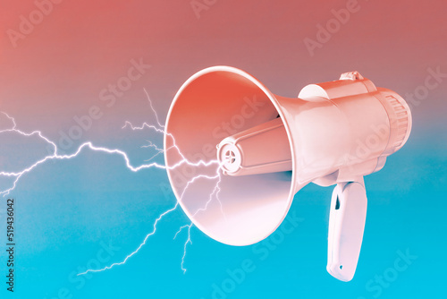 Billede på lærred Megaphone and lighting strikes
